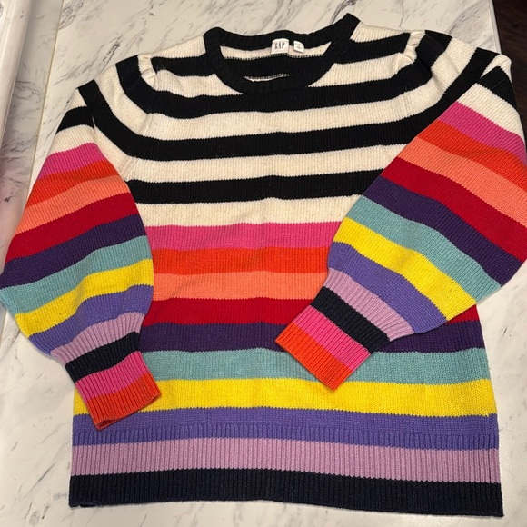 GAP Sweaters - Gap Crazy Stripe Puff-Sleeve Sweater - Wool Blend